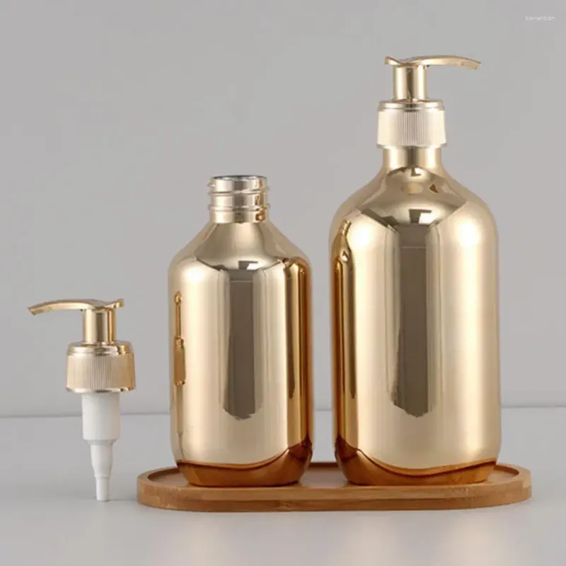 Dispensador de sabão líquido 500ml Pressione garrafas reabastecidas à prova de ferrugem de plástico douradas de enferrujamento