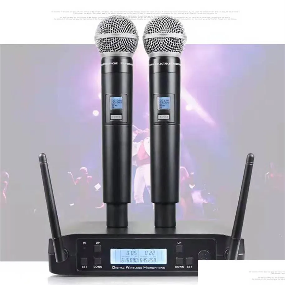 Micrófonos micrófonos inalámbrico GLXD4 Sistema profesional UHF Mic Dynamic 80M Party Stage Discurso Handheld para Shure Drop Deliv Otkqo