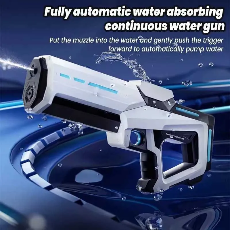 Gunspeelgoed Nieuwe automatische zomer elektrisch speelgoed waterpistool inductie water absorbers hightech spray pools outdoor strandwater vechtspeelgoed T240513