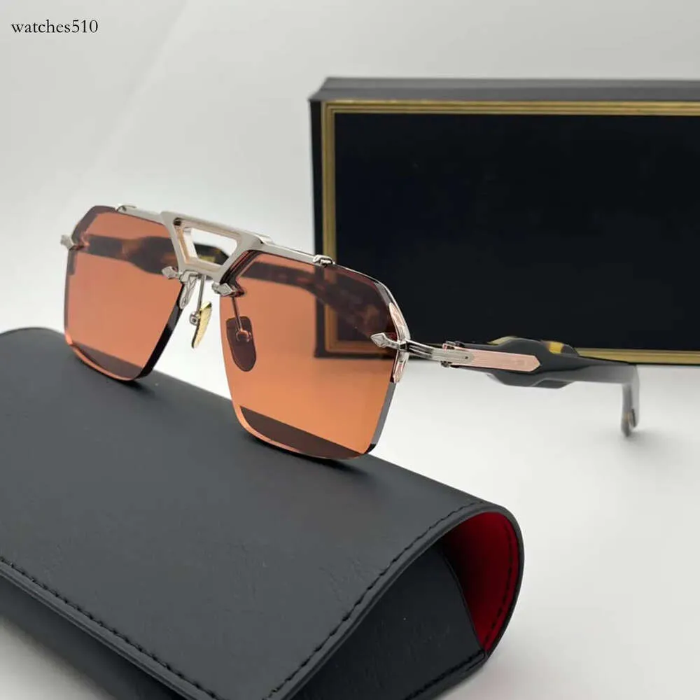 Mode solglasögon för män kvinnor sommar sierton designers handgjorda halvfälgar retro glasögon anti-ultraviolet tjock metall fyrkantig ram slumpmässig låda