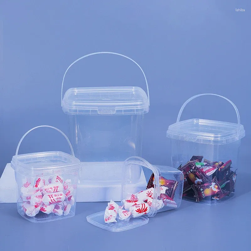Bouteilles de rangement pp pots Récipient transparent avec couvercle BPA baquet en plastique vide étanche à l'air pour aliments en vrac 280 ml / 500 ml / 1l / 2l