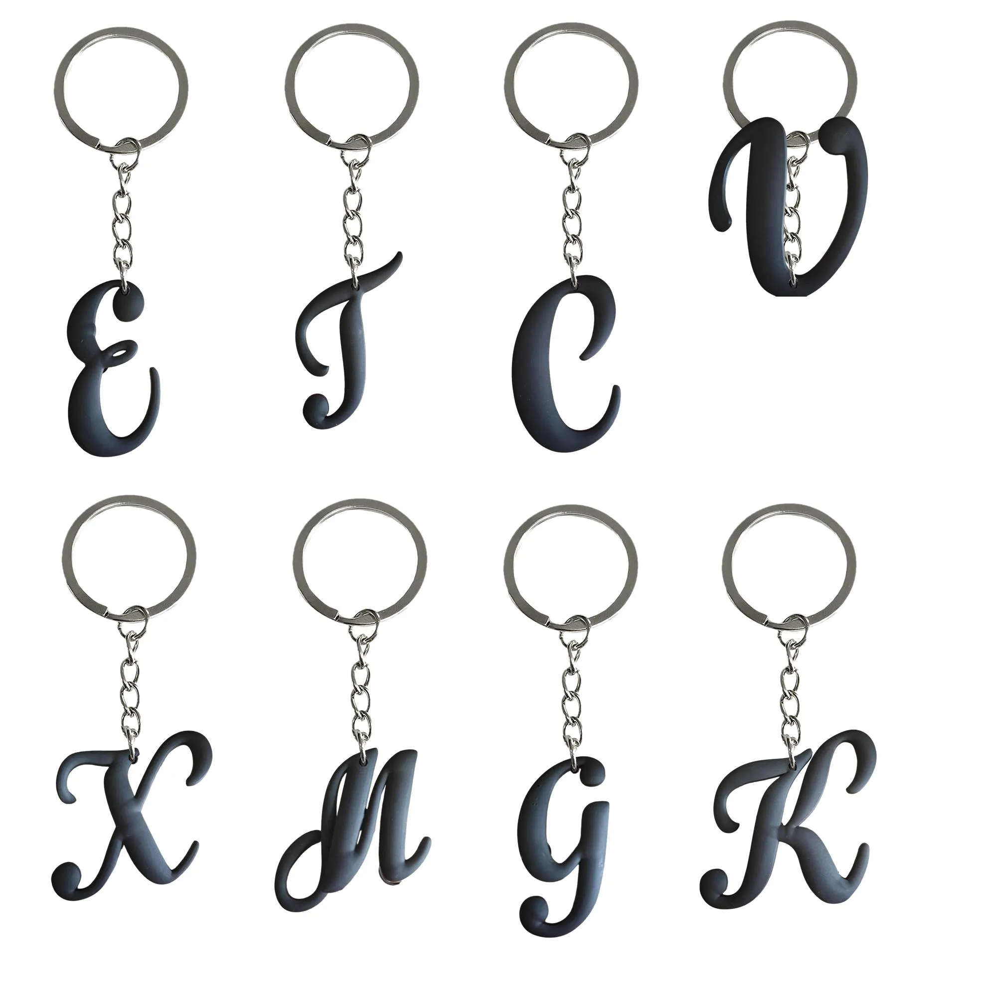 Schlüsselringe Schwarze große Buchstaben Schlüsselbund Schlüsselring für Schultaschen Rucksack Ring Boys Schlüsselanhänger Tags Goodie Bag Stuff Weihnachtsgeschenke An OTDBV
