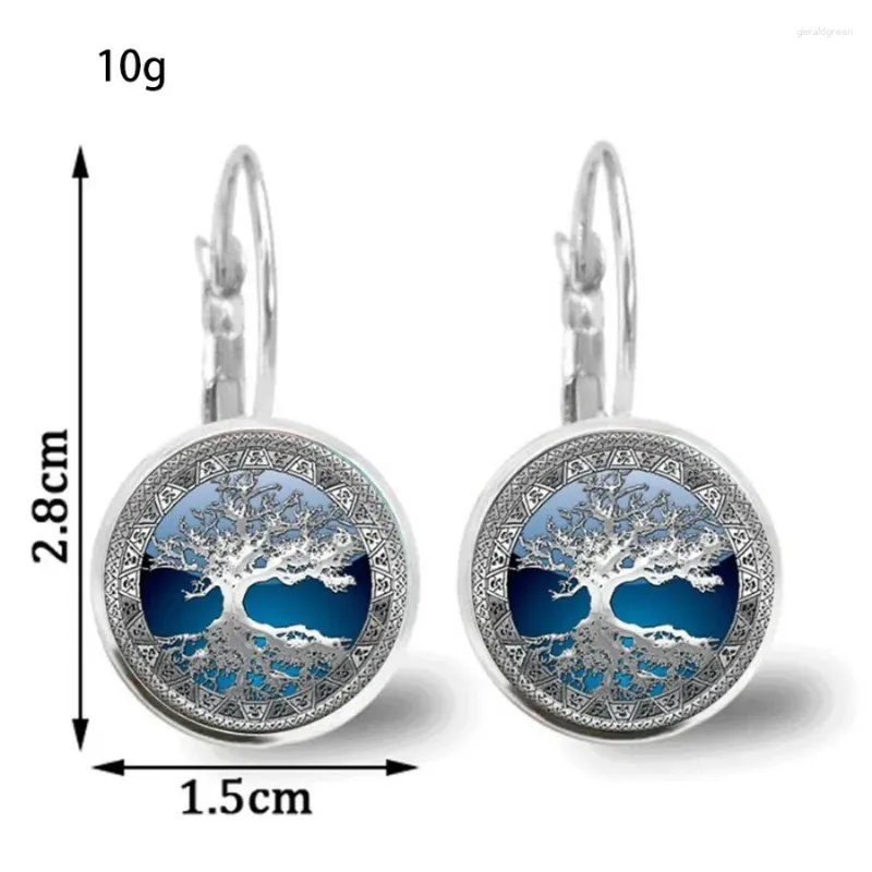 Orecchini per borchie Fashion Glass Round Tree of Life Charm Cancone Orello francese Giatto Naturale Bella Visualizzazione GEM GEM per le donne