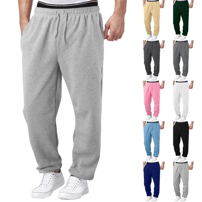 Mens Pants Mens Fleece Lined Sweatpants Wide Straight Leg Bottom Joggers Workout High Waisted Yoga From Amadeusany 14.37 DHgate.Com