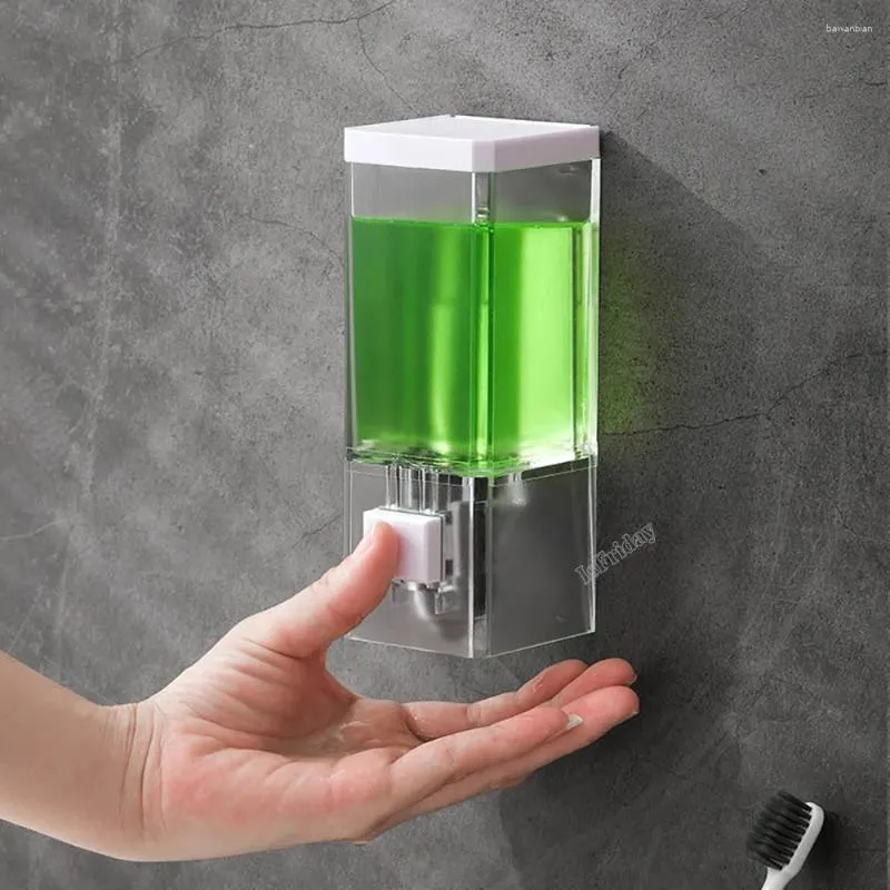 Flytande tvål dispenser badrum icke-stansande manuell vägg hängande spårlös pasta desinfektionsflaska transparent