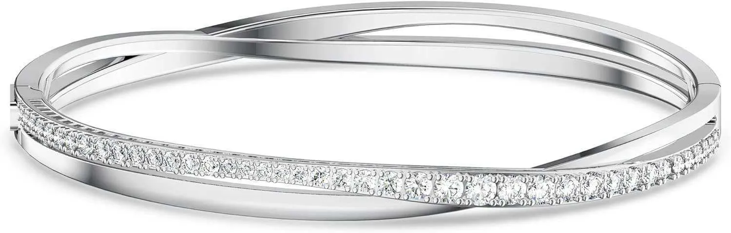 Swarovski Twist Rows Crystal Armband Series Rhodium och Rose Gold Veneer Transparent Crystal Crystal