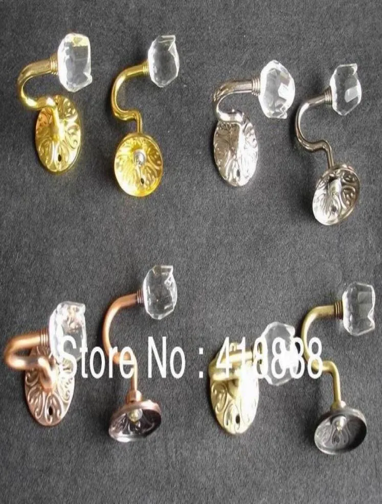 shippig2Pcs Big size Rose Crystal Tie Back Wall Hook Tieback Hooks Curtain hook Towel Hanger WS30091856146