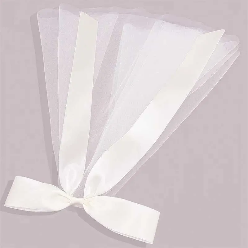 New Bridal With Hair Clip Cute Bow White Ivory Tulle Veil for Bride Hairwear Jewelry Marriage Wedding Accessories_voghion.com