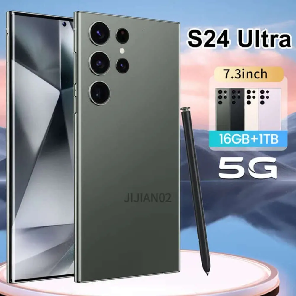 Smartphone S24 Ultra Android Octa Core 6.8 pouces Affichage Face ID HD Caméra 256 Go 512 Go 1 To Punch-Hole Tacy Screen déverrouillé 13MP CAME GPS Téléphone anglais 378