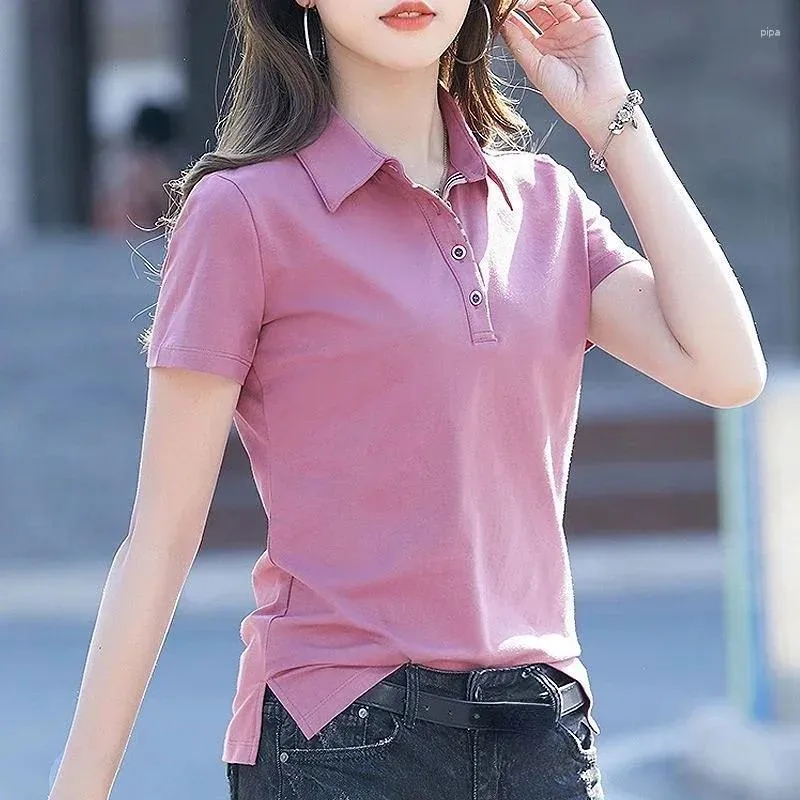 Luxury Womens Polo Neck Ladies Polo Shirts With Collar Short Sleeve Cotton Polyester T Ladies Polo Shirts For Button Tops And Cute Style From Pipa 13.22 DHgate.Com