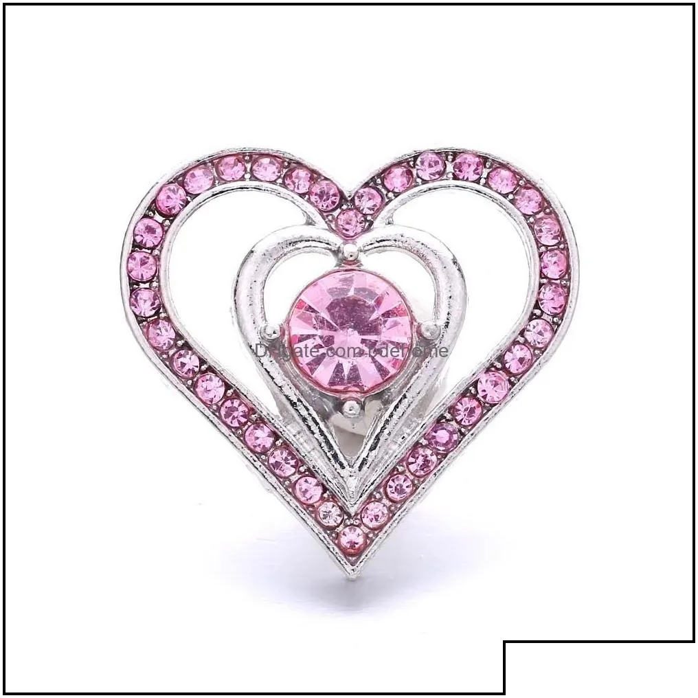 Verschlüsse Haken Verschlüsse Haken Noosa Hollow Heart Ingwer Schnappknopf Schmuckfunde Kristallhöhlen Charms 18mm Metallliebhaber Schnappschaltknopf Dhdqj