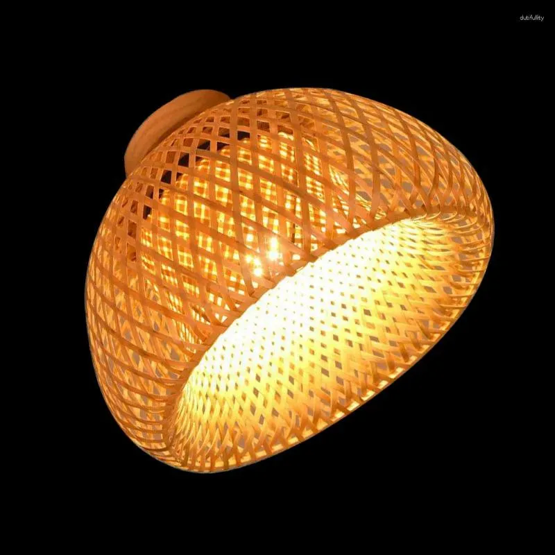 Deckenleuchten Retro Bambus gewebte Lampenabdeckung Lampenschirm Dekor Accessoire (ohne Glühbirne)