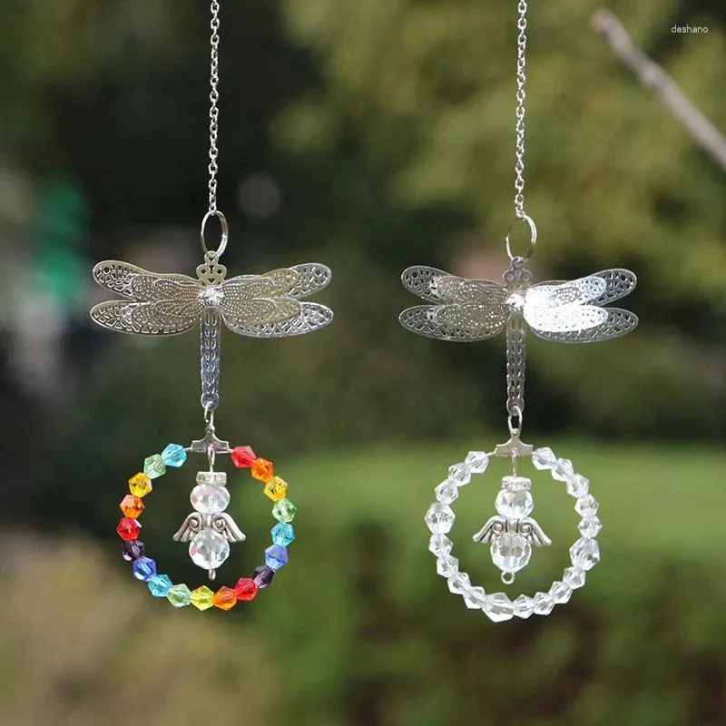 Dekoracyjne figurki 1pcs Dragonfly Crystal Suncatcher Rainbow Prism Maker Chakra Kulki wiszące okno ozdoby domowe dekoracja domu