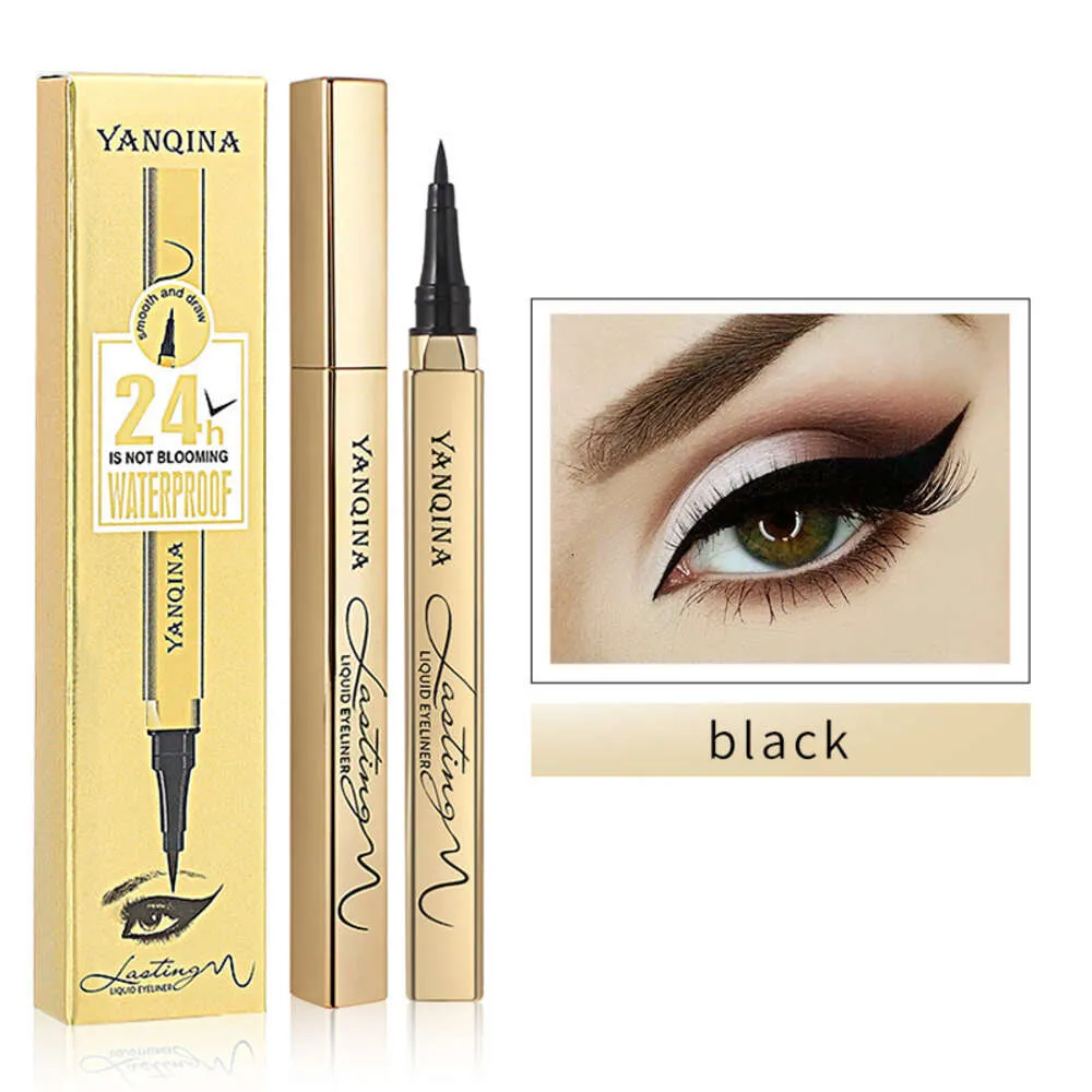Yanqina Yanqina Tuhao Gold Eyeliner Pen pode segurar maquiagem sem amarrar olhos grandes, caneta líquida de delineador à prova de suor pode secar rapidamente e à prova d'água