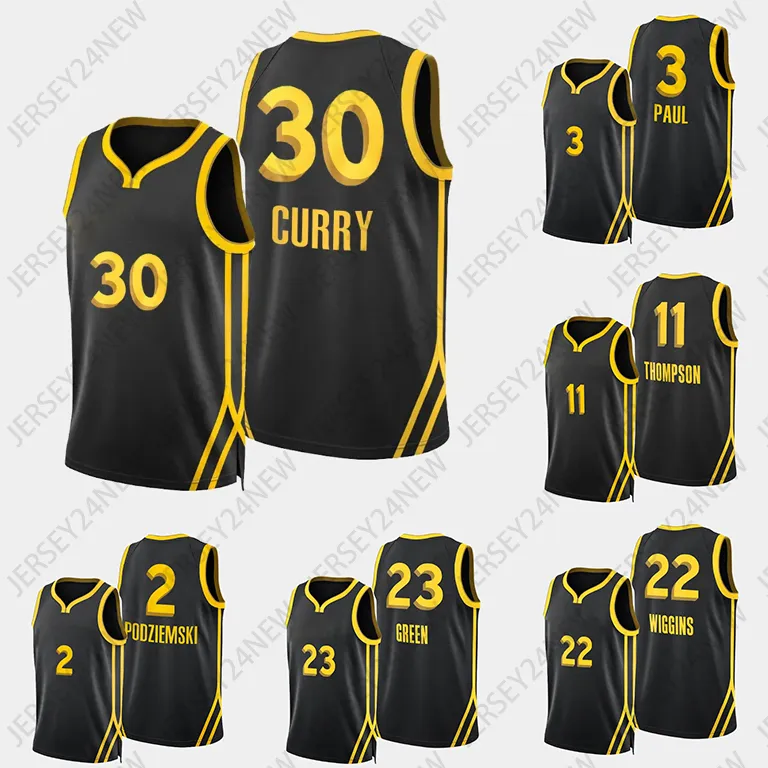 30 Curry Stephen 3 Chris Paul 2 Brandin Podziemski 11 Thompson 22 Wiggins Klay Draymond 23 Green Andrew Basketball Jerseys Men Womens Youth xs-4xl