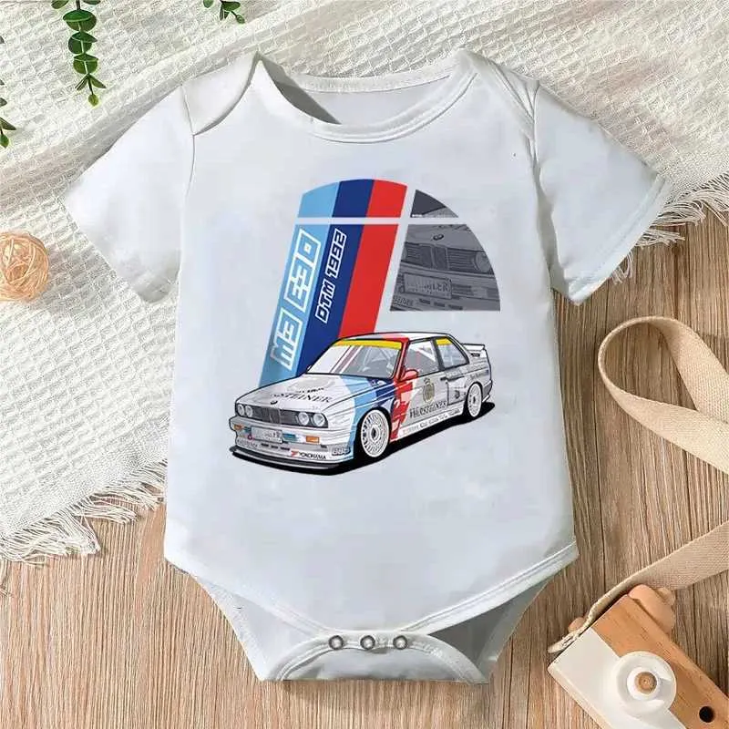 Rompers DTM 1992 Racing stampato aderente aderente a maniche corte a maniche corta Abbigliamento neonato da cartone animato bambino e ragazza abbigliamento salta