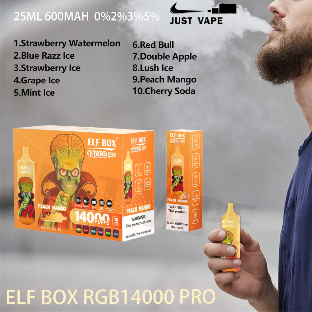 Elf Box RGB 14000 PRO SULLE SUBBITALE E Sigarette 25 ml 600 mAh ricaricabile a vena a vape baccello RGB Light 10 gusti in magazzino