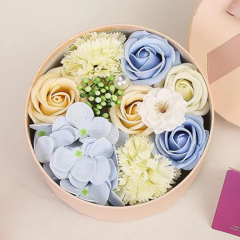 Dekorativa blommor presentförpackning Bukett Flower Round Soap Roses Valentine's Day Small Artificial