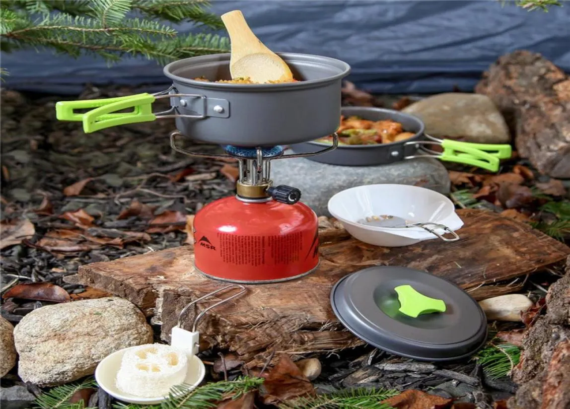 Ultralight Portable Camping Cookware Atensils屋外の食器ハイキングピクニックバックパッキング11 PCSSET Tableware Pot Pan VT16355102063