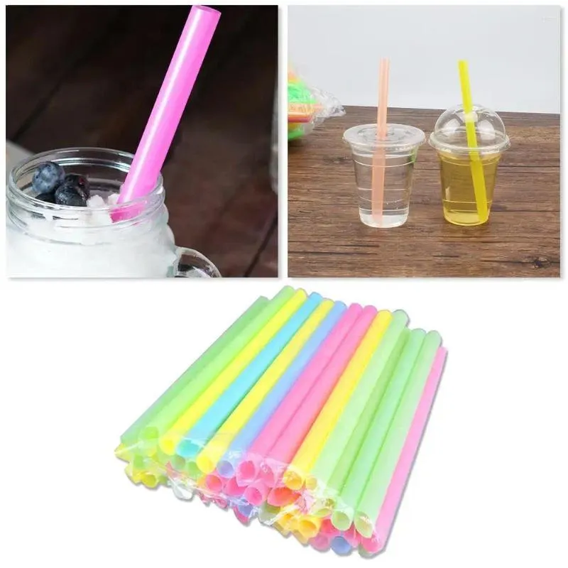 Copas descartáveis falhas de bebidas grandes cores misturadas para pérolas de leite de leite de festas Smoothie de chá de plástico acessórios 100pcs R5i8