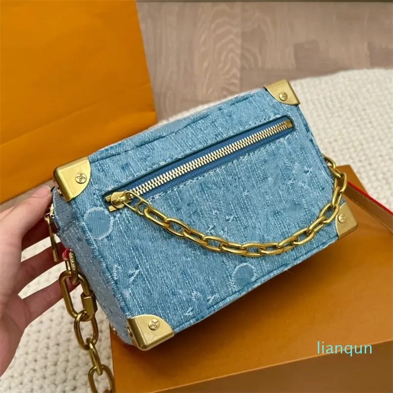 Herr- och kvinnors designer denim Small Case Bag Women's Handbag Shoulder Bag Crossbody Purse 18cm