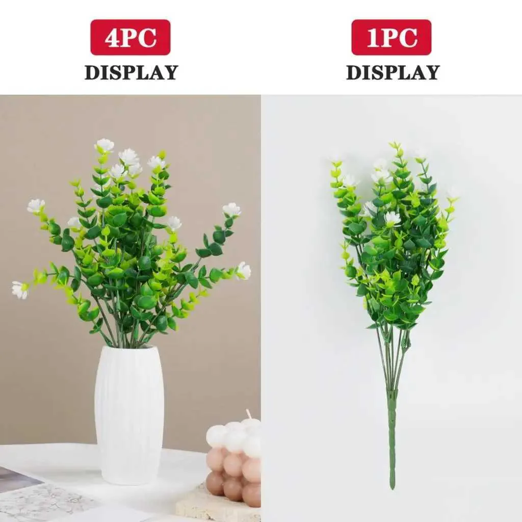 3pcs 장식 꽃 화환 묶음 야외 인공 꽃 식물 식물 장식 외부의 가짜 식물을위한 저항성 플라스틱 꽃 가정 장식
