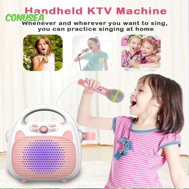 Bluetooth Kids Wireless Music Player Childrens Karaoke Singing Machine Toy Talare For Boy Girl Party Gift LED Light Support TF 240514