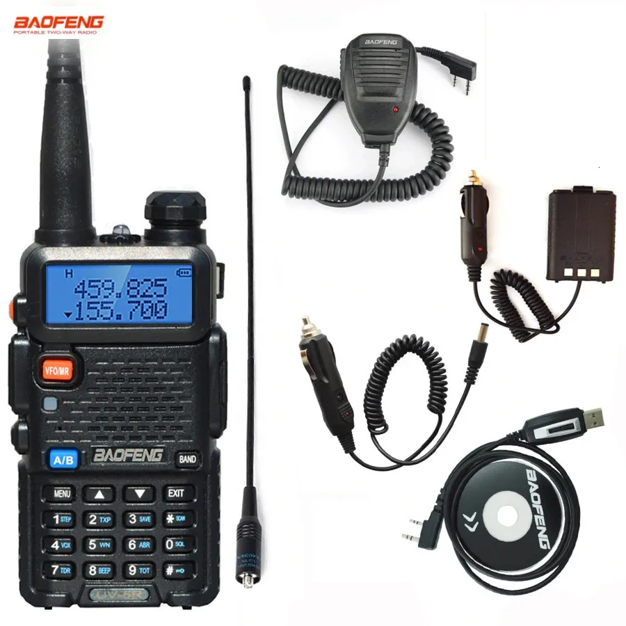 Оригинал Baofeng Uv5r FM Walkie Talkie 5W Портативный Ham Amateur CB Радио -двойной группы VHFUHF Transceiver Двухчастотный радиостанции Hunting 240510