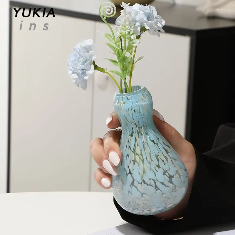 Wazony średniowieczny szklany vintage azotan małe butelki kwiatowe ręcznie robiony zestaw Ins