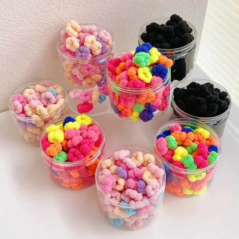 Akcesoria do włosów 100pcs/pudełko mini słodkie dziecko do włosów kolorowe dla dzieci krawat hair scrunchies elastyczne gumki dla dzieci akcesoria do włosów