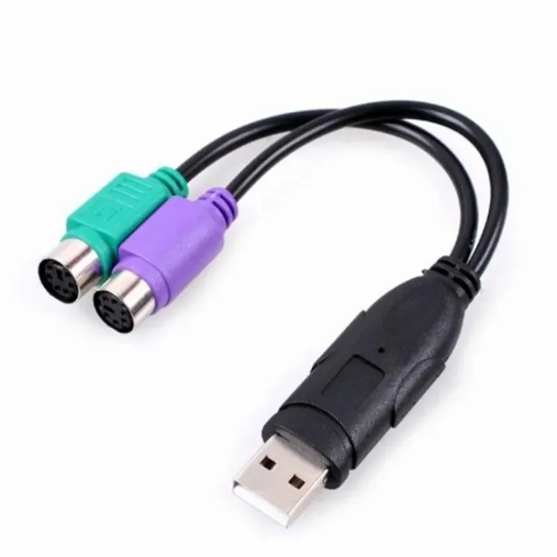 Câble adaptateur USB vers PS2 1/2 Prise en charge du clavier de pistolet à balayage KVM avec puce PS2 Switch Fabricant en gros