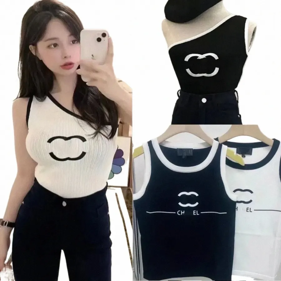 designer Women Embroidery Logo Tank Top C letter Graphic Logo Tops Summer Short Slim Navel exposed outfit Elastic Sports Knitted Tanks Womens Vest sex M1hu#