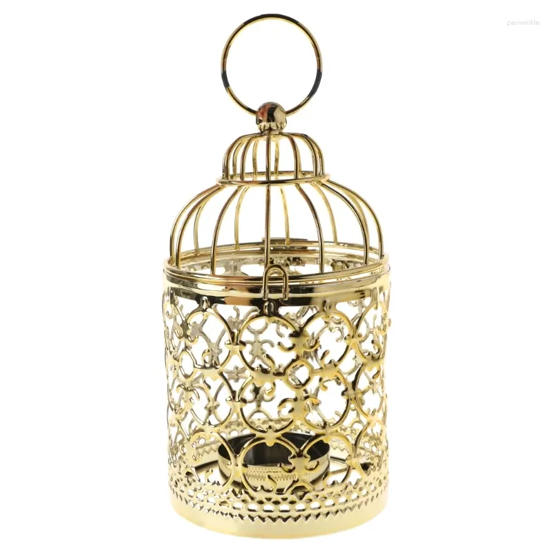 Bougeoirs Hollow Holder Tealight Chandelier suspendu Lantern Vintage Bird Cage 3 Couleurs