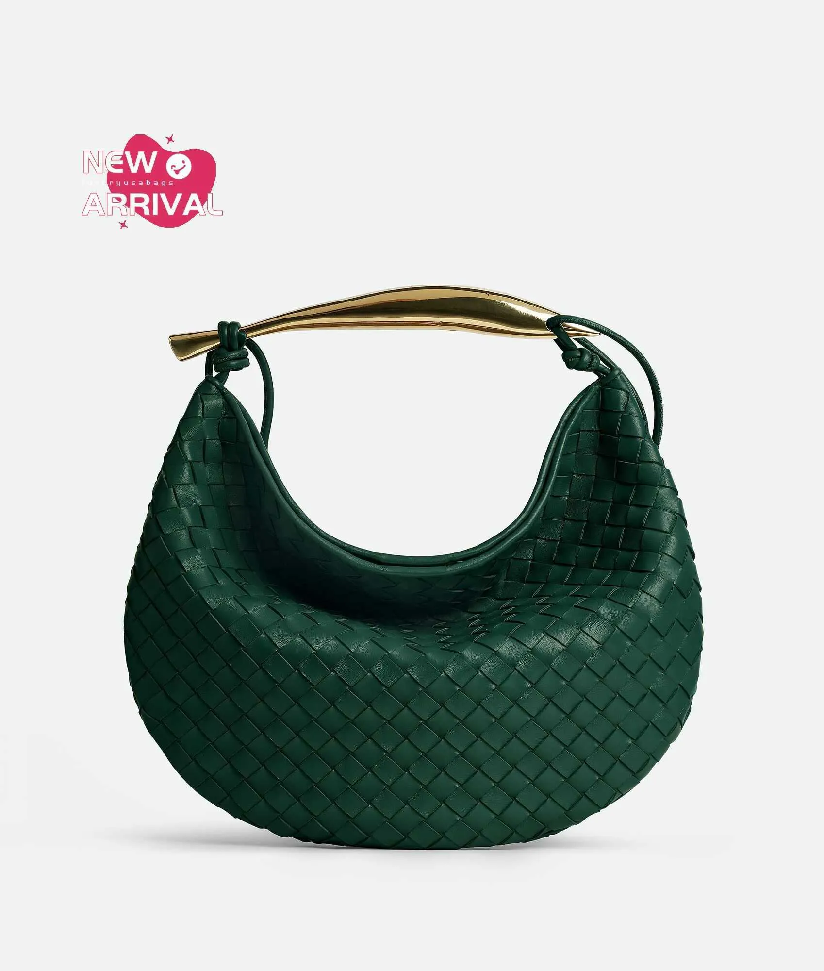 Дизайнерская женская сумка средняя сардина Botegaveneta средняя мешающая мешка на плечо с скульптурной металлической верхней ручкой и плечевым ремнем изумрудно -зеленый