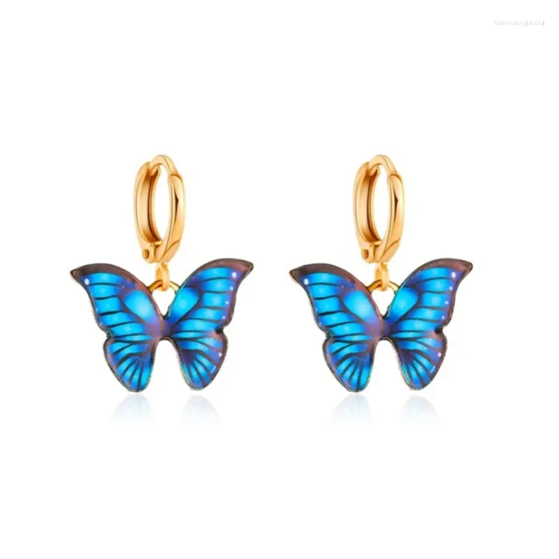 Dangle Ohrringe blau schwarzrosa Schmetterlings Schläfer Legierung Drop für Frauenschmuckzubehör