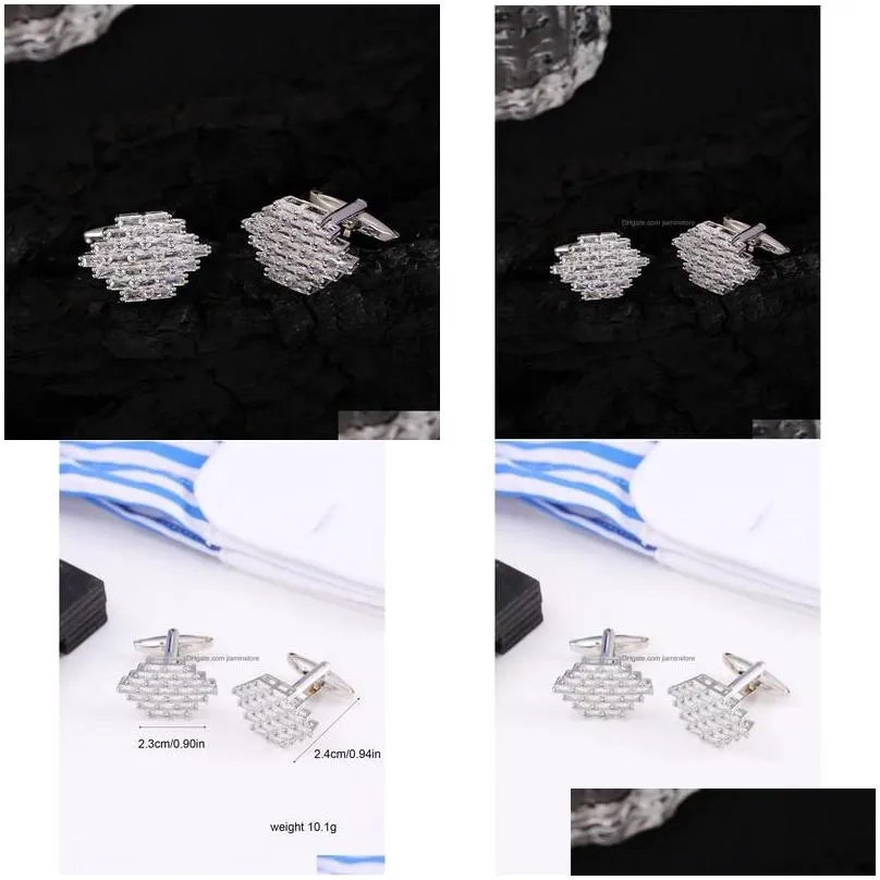 Manschettenlinks Manschetten verknüpfen die Rhombus -Manschettenknöpfe mit Diamond Inlay ein einzigartiges Accessoir