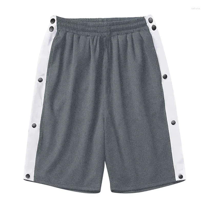 Shorts masculins printemps / été décontracté la mode Stripe Bouton épissé côté côté séparés Street Wear lâche