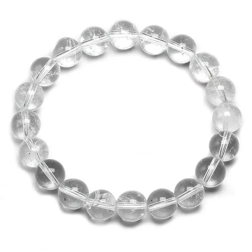 Bracles Natural blanc Clear Quartz Gems Stone Round Rounds Perles à main