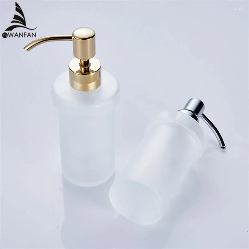 Liquid Soap Dispenser 200ml Dispensers Frosted Glass Brass Head Toilet Shower Bottles El Bathroom 9056
