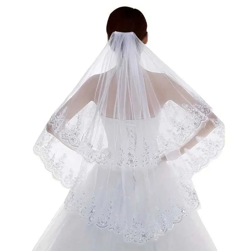 Wedding Hair Jewelry Bridal short double layered high gloss film design photo props wedding fluffy headdress_voghion.com