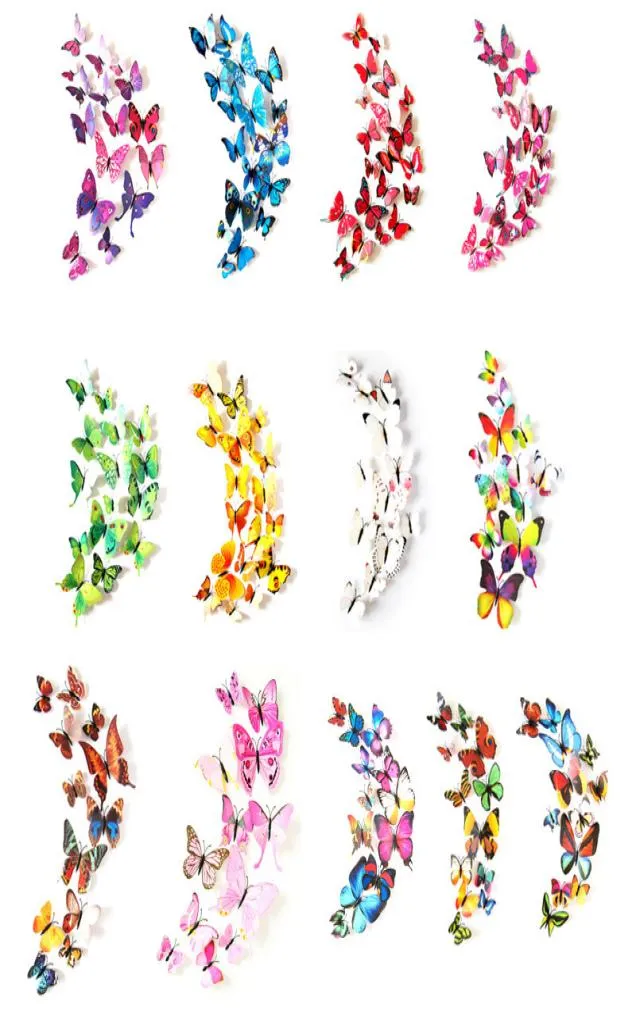 3D Butterfly Wall Stickers 12pcs décalcomanies PVC Butterflies Home Decor for Fridge Kitchen salon salon Home Decoration 13309362