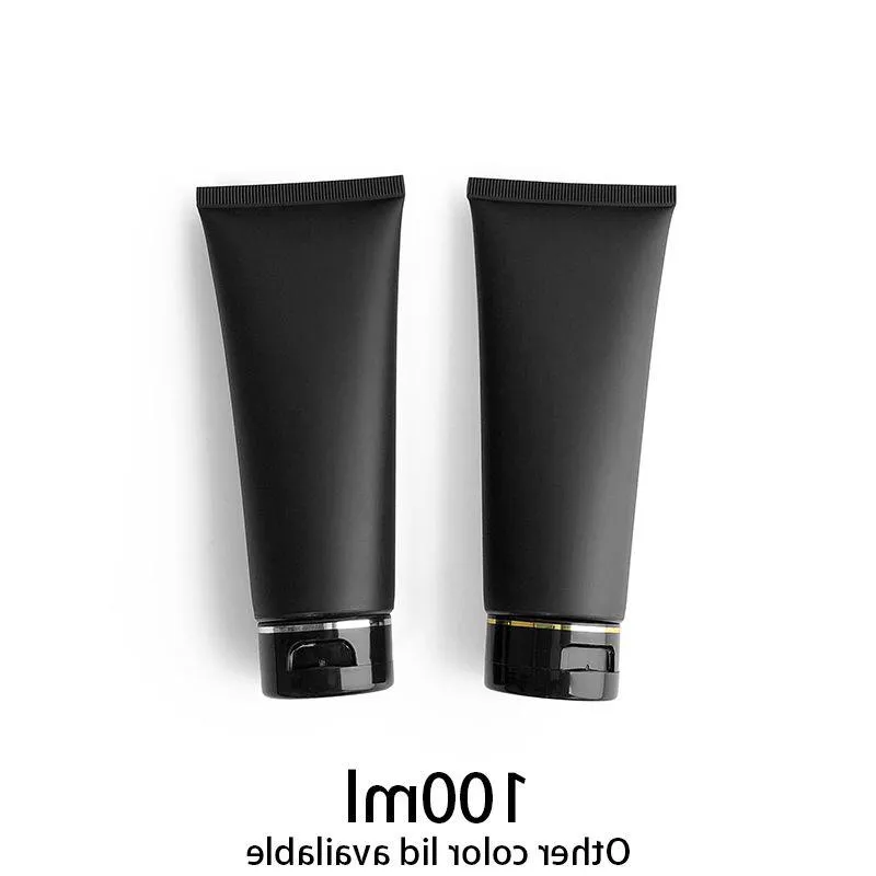 100ml Empty Cosmetic Container Matte Black Squeeze Bottle Makeup Cream Body Lotion Travel Packaging Plastic Soft Tube 100g Jexcd