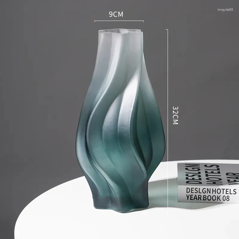 花瓶北部の花瓶クリエイティブな形をしたフロストハイエンドグラスフラワーアレンジリビングルームダイニングテーブルアートデコレーションイン