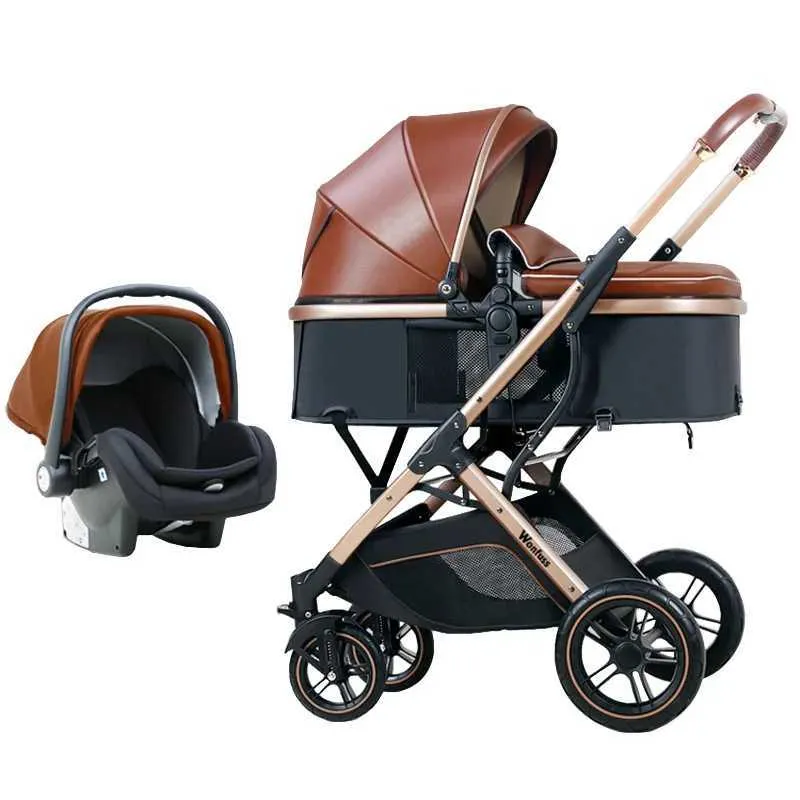 Leather baby carriage hot sale