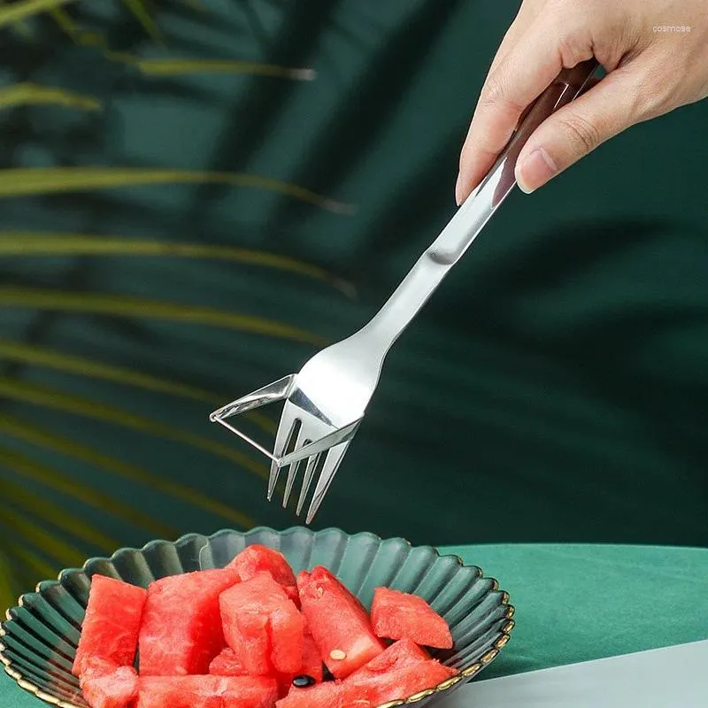 Posate usa e getta 304 colorare in acciaio cucchiaio forcella torta decomposizione di frutta scavare carne tagliata a pezzi in piccoli pezzi per mangiare cucina s
