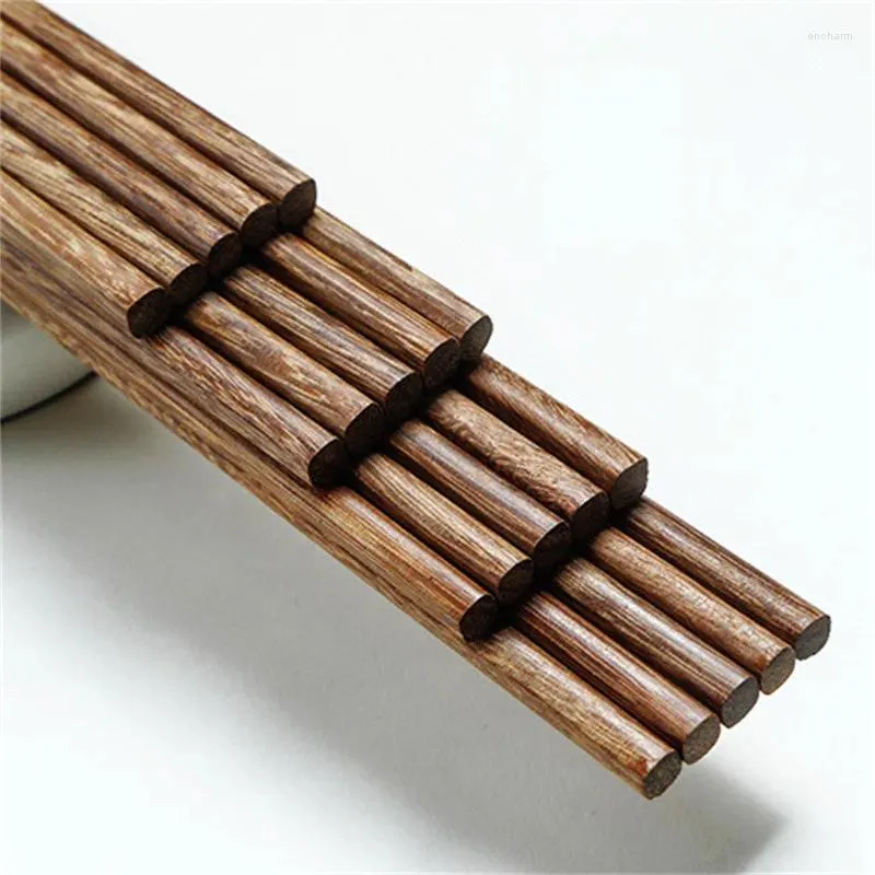 Bacchette 10pair manuale puro legno naturale naturale carbonizzazione cinese stick sushi hashi riutilizzabile