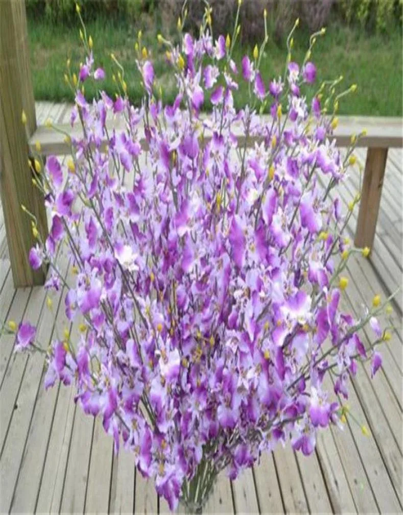 Шелковые цветы Oncidium 94cm37 quot длины искусственная орхидея Whiteyellowpinkpurplegreenorange для свадебного цветка1953235