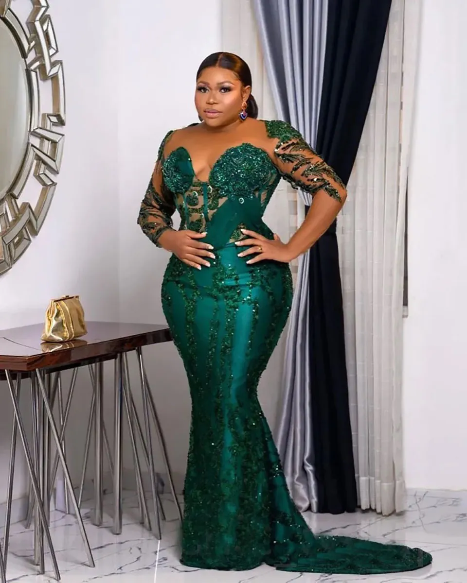 Hunter Green Lace Green Sequin Prom Dress With Beaded Crystals For Formal Evening Party Reception Birthday And Engagement From A beautiful dress 158.8 DHgate.Com