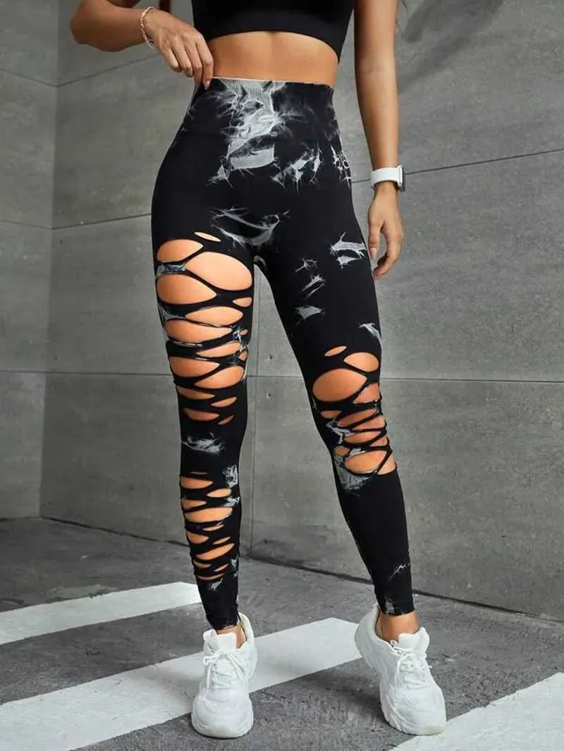 Leggings pour femmes Nouveaux leggings de teinture à cravate sexy et les leggings sans couture