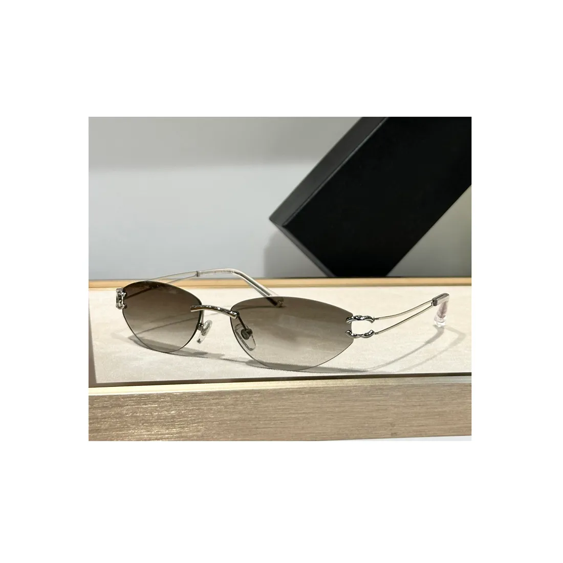 Designer Rimless Oval Rimless Sunglasses Mens With Silver